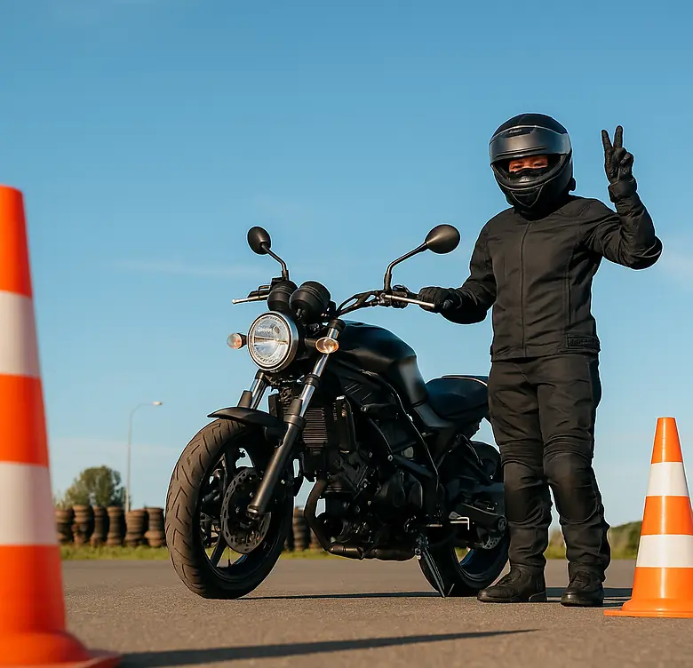 Motorradtraining mit Pylonen